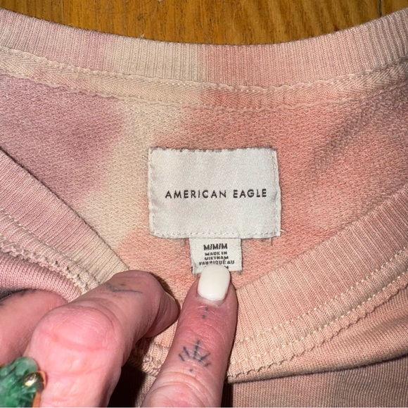 Pink Tie-Dye Women's American Eagle Cropped Sweatshirt - Picture 4 of 8